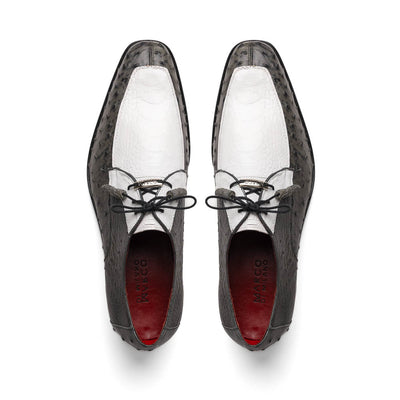 Marco Di Milano Andretti White / Grey Ostrich Leg Shoes 5 ANDRETTI_OSTRICH LEG_WHITE/GREY_8  - from alligatorwarehouse.com