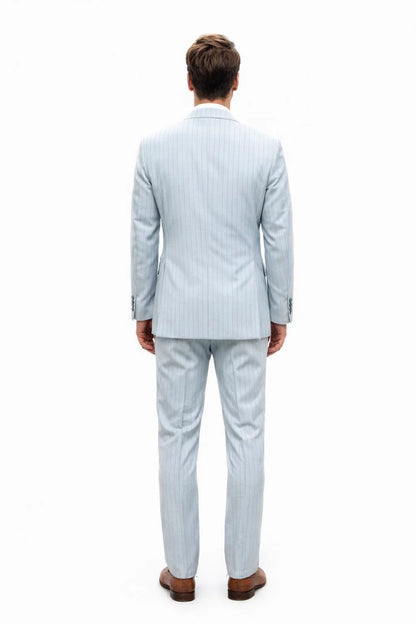 Statement Men’s 2-Piece 100% Wool Double Breasted Pinstripe Suit