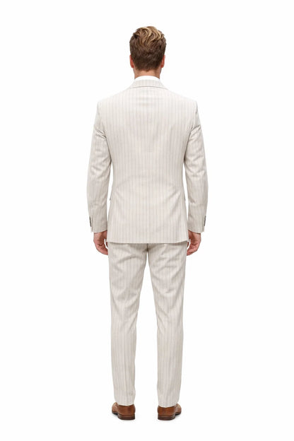 Statement Men’s 2-Piece 100% Wool Double Breasted Pinstripe Suit