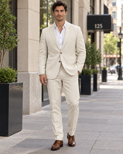 Anyone But You 2023 Glen Powell Natural Color Suit