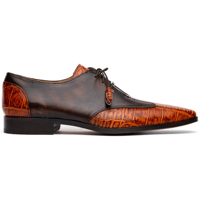 Marco Di Milano Anzio Brandy Alligator & Calfskin Derby 1 ANZIO_ALLIGATOR_BRANDY_8  - from alligatorwarehouse.com