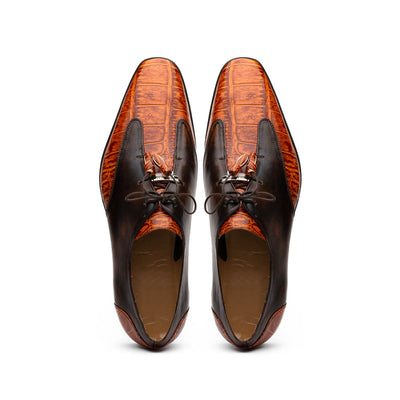 Marco Di Milano Anzio Brandy Alligator & Calfskin Derby 5 ANZIO_ALLIGATOR_BRANDY_8  - from alligatorwarehouse.com
