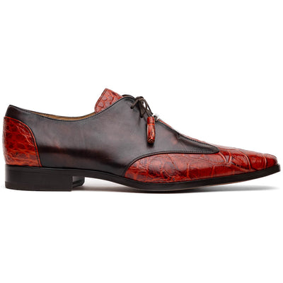 Marco Di Milano Anzio Cognac Alligator & Calfskin Derby 1 ANZIO_ALLIGATOR_COGNAC_8  - from alligatorwarehouse.com