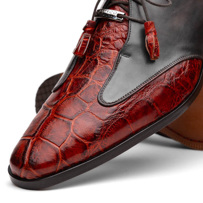 Marco Di Milano Anzio Cognac Alligator & Calfskin Derby 4 ANZIO_ALLIGATOR_COGNAC_8  - from alligatorwarehouse.com