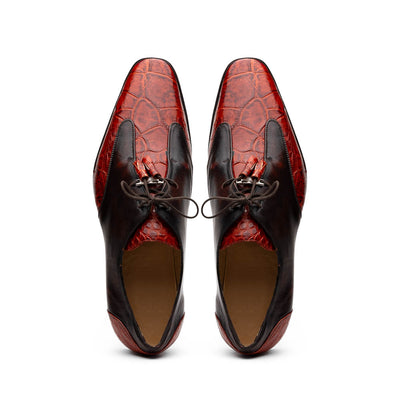 Marco Di Milano Anzio Cognac Alligator & Calfskin Derby 5 ANZIO_ALLIGATOR_COGNAC_8  - from alligatorwarehouse.com