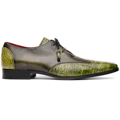 Marco Di Milano Anzio Green Alligator & Calfskin Derby 1 ANZIO_ALLIGATOR_GREEN_8  - from alligatorwarehouse.com