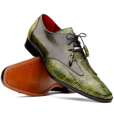 Marco Di Milano Anzio Green Alligator & Calfskin Derby 2 ANZIO_ALLIGATOR_GREEN_8  - from alligatorwarehouse.com