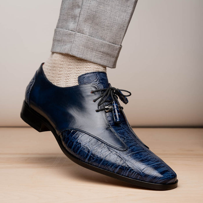Marco_Di_Milano Anzio: Blue Jeans Leather Dress Shoe