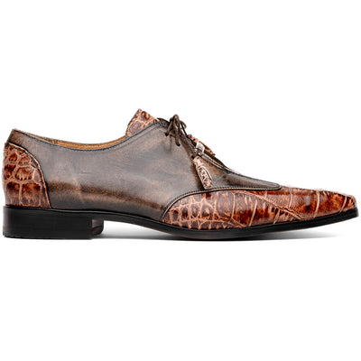 Marco Di Milano Anzio Orix Brown Alligator & Calfskin Derby 1 ANZIO_ALLIGATOR_ORIX_8  - from alligatorwarehouse.com