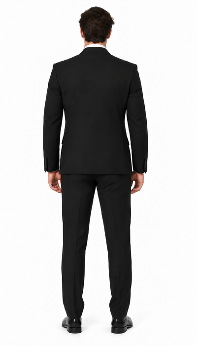 Apollo King Black Poplin Suit - Modern Fit Two-Button