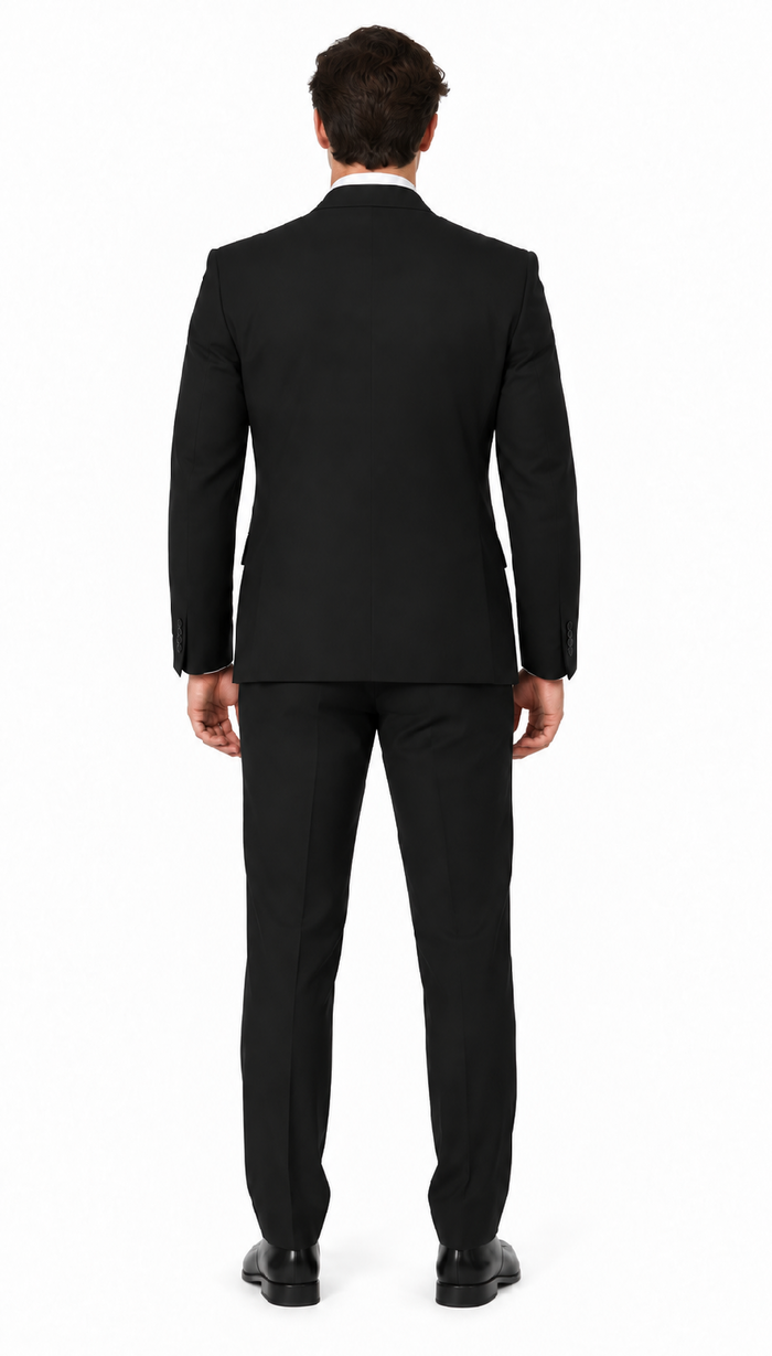 Apollo King Black Poplin Suit - Modern Fit Two-Button