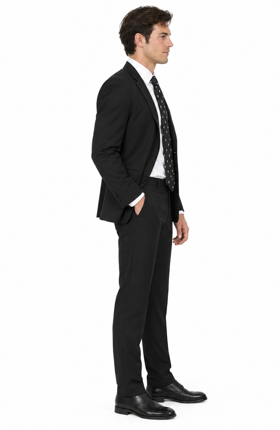 Apollo King Black Poplin Suit - Modern Fit Two-Button