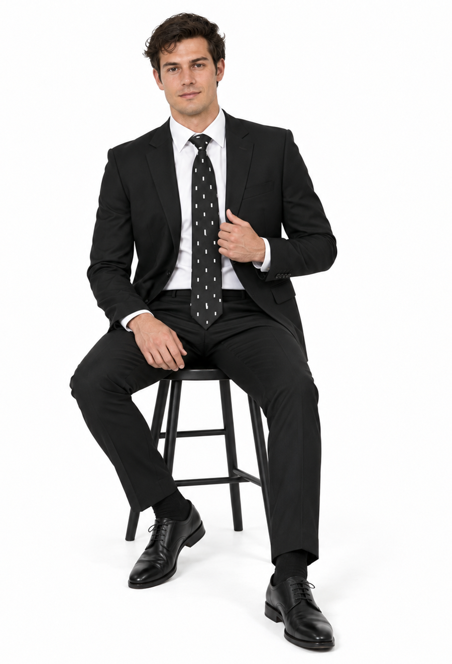 Apollo King Black Poplin Suit - Modern Fit Two-Button