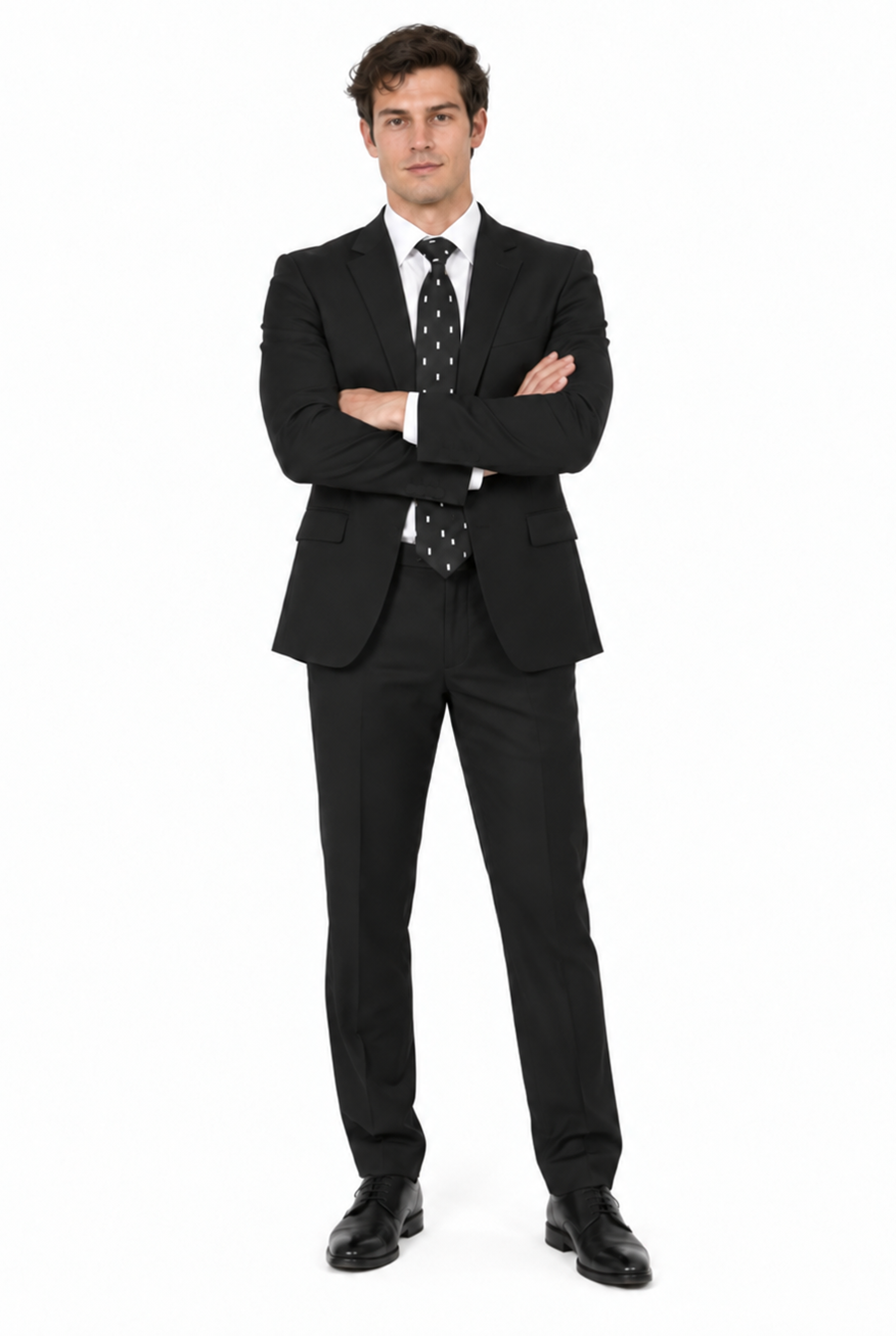 Apollo King Black Poplin Suit - Modern Fit Two-Button