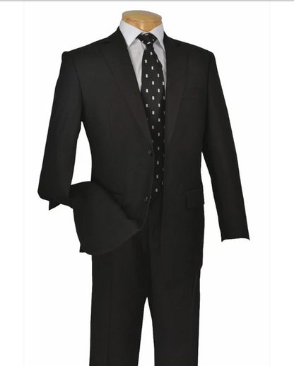 Apollo King Black Poplin Suit - Modern Fit Two-Button