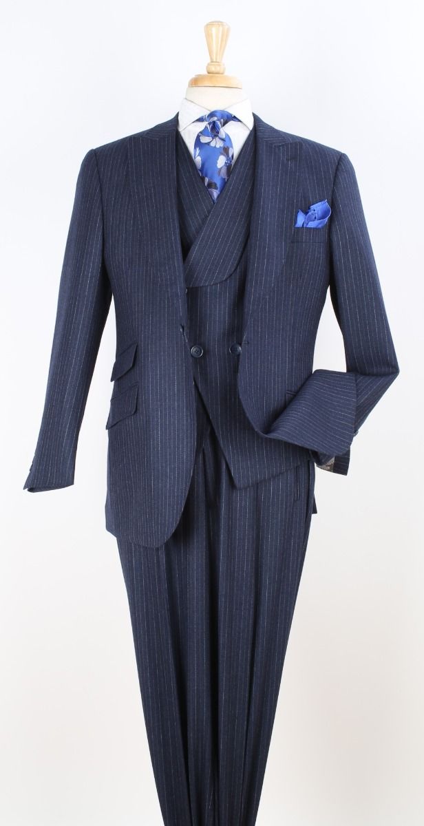 Apollo King Mens 3 Piece 100% Super 150s Wool Suit – High Fashion Double Breasted Vest, Peak Lapel Jacket