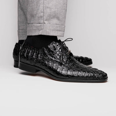 Marco Di Milano Apricena Caiman Crocodile Derby in Black 5 APRICENA_CAIMAN FUSCUS_BLACK_8  - from alligatorwarehouse.com