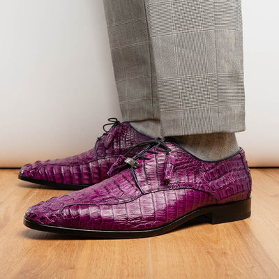 Marco Di Milano Apricena Caiman Crocodile Derby in Purple 5 APRICENA_CAIMAN FUSCUS_PURPLE_8  - from alligatorwarehouse.com