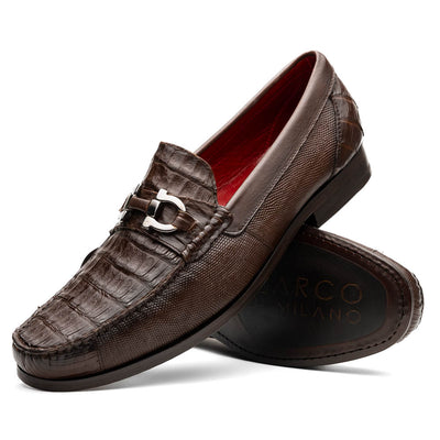 Marco Di Milano Adro Brown Caiman Crocodile/Lizard Bit Loafers 2 ADRO_CAIMAN-LIZARD RING_BROWN_8  - from alligatorwarehouse.com