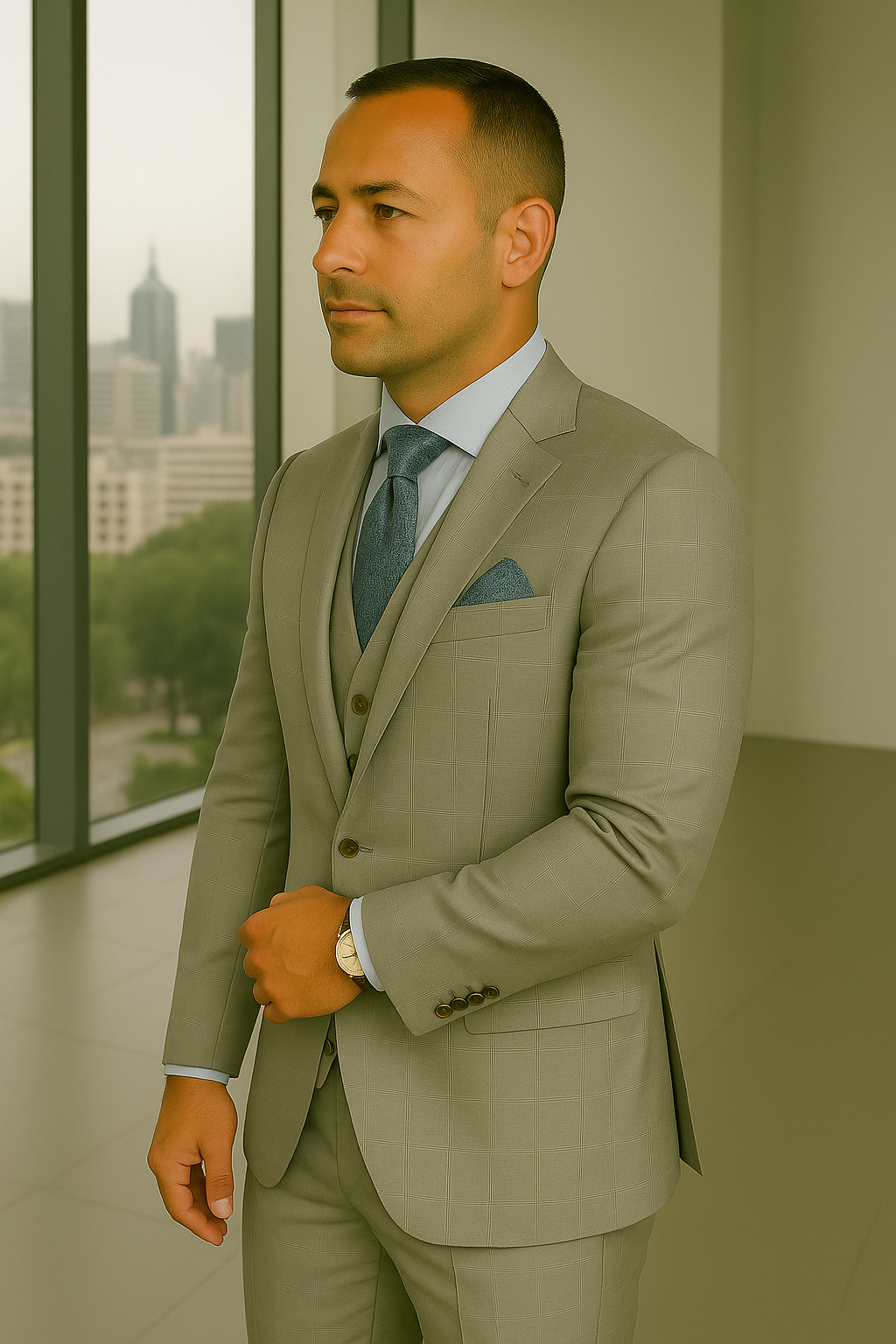 Wool Suit - Italian Made Business Suit by Statement Men's 3 Piece 100% Wool Fashion Suit - Bold Colors