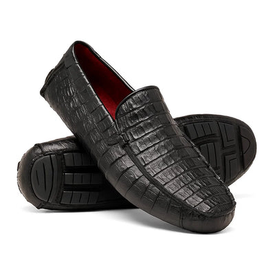 Marco Di Milano Remo Black Caiman Crocodile Driving Shoes 6 REMO_CAIMAN FUSCUS_BLACK_8  - from alligatorwarehouse.com