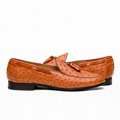 Marco Di Milano Aubiere Cognac Ostrich Quill Tassel Loafers 7 AUBIERE_OSTRICH_COGNAC_8  - from alligatorwarehouse.com