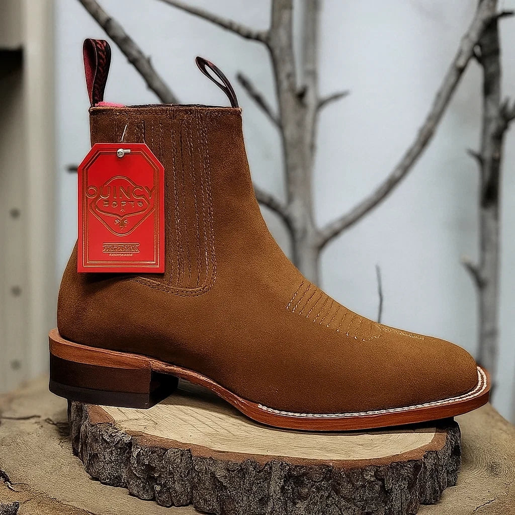 Botines Charros de Gamuza Original Punta Cuadrada Color Shedron 7   - from alligatorwarehouse.com