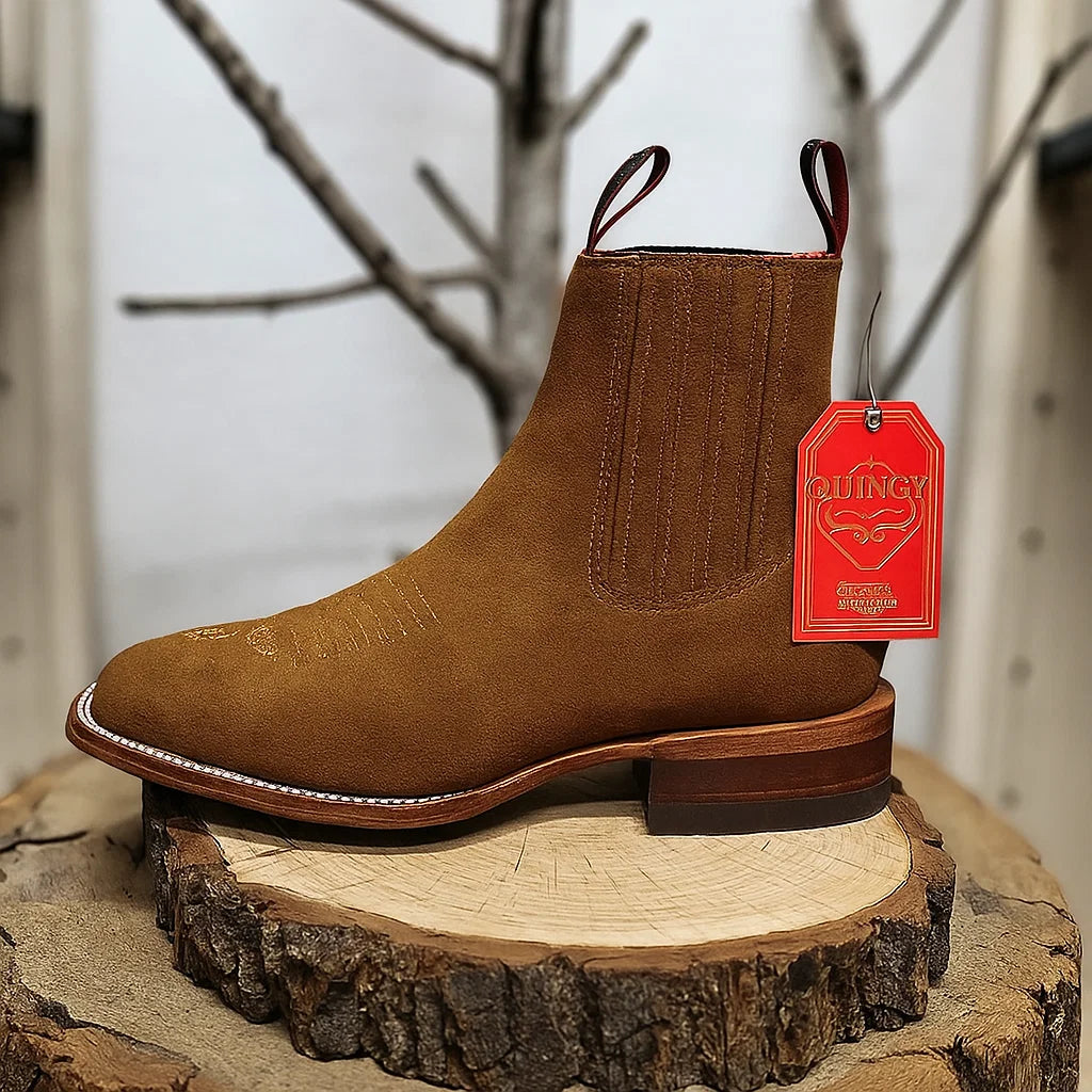 Botines Charros de Gamuza Original Punta Cuadrada Color Shedron 8   - from alligatorwarehouse.com