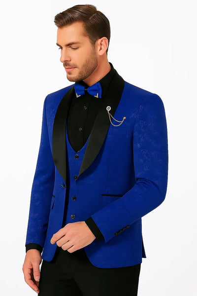 Men's Slim Fit Vested Paisley Royal Blue Tuxedo 7   - from alligatorwarehouse.com