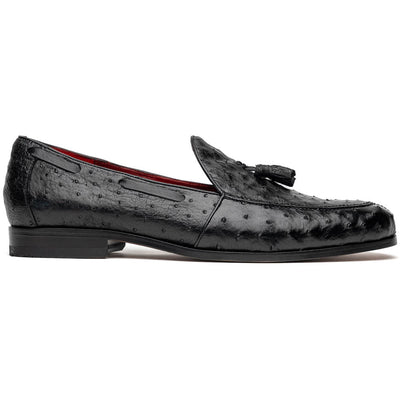 Marco Di Milano Aubiere Black Ostrich Quill Tassel Loafers 1 AUBIERE_OSTRICH_BLACK_8  - from alligatorwarehouse.com