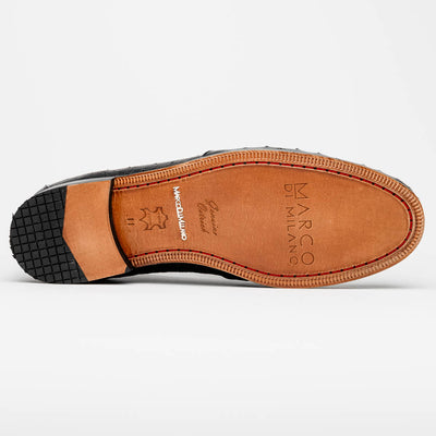 Marco Di Milano Aubiere Black Ostrich Quill Tassel Loafers 7 AUBIERE_OSTRICH_BLACK_8  - from alligatorwarehouse.com