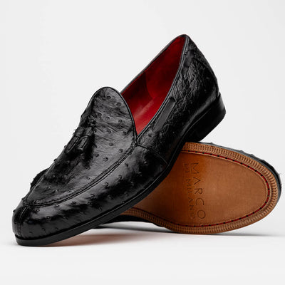 Marco Di Milano Aubiere Black Ostrich Quill Tassel Loafers 2 AUBIERE_OSTRICH_BLACK_8  - from alligatorwarehouse.com
