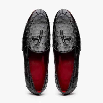Marco Di Milano Aubiere Black Ostrich Quill Tassel Loafers 4 AUBIERE_OSTRICH_BLACK_8  - from alligatorwarehouse.com