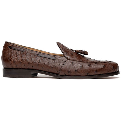 Marco Di Milano Aubiere Brown Ostrich Quill Tassel Loafers 1 AUBIERE_OSTRICH_BROWN_8  - from alligatorwarehouse.com