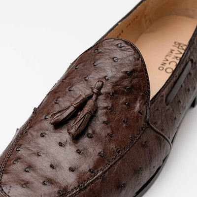 Marco Di Milano Aubiere Brown Ostrich Quill Tassel Loafers 3 AUBIERE_OSTRICH_BROWN_8  - from alligatorwarehouse.com