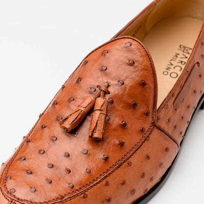 Marco Di Milano Aubiere Cognac Ostrich Quill Tassel Loafers 3 AUBIERE_OSTRICH_COGNAC_8  - from alligatorwarehouse.com