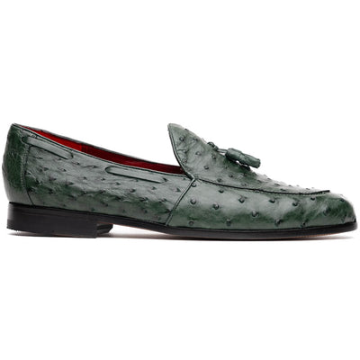 Marco Di Milano Aubiere Green Ostrich Quill Tassel Loafers 1 AUBIERE_OSTRICH_GREEN_8  - from alligatorwarehouse.com
