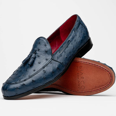 Marco Di Milano Aubiere Navy Blue Ostrich Quill Tassel Loafers 2 AUBIERE_OSTRICH_NAVY BLUE_9.5  - from alligatorwarehouse.com