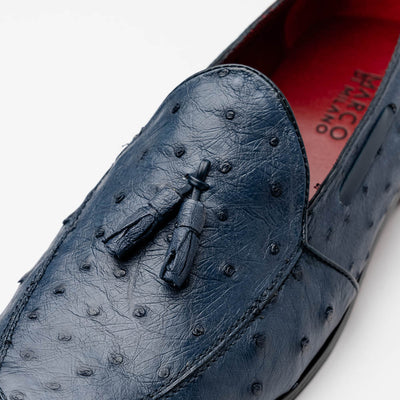 Marco Di Milano Aubiere Navy Blue Ostrich Quill Tassel Loafers 3 AUBIERE_OSTRICH_NAVY BLUE_9.5  - from alligatorwarehouse.com