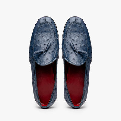 Marco Di Milano Aubiere Navy Blue Ostrich Quill Tassel Loafers 4 AUBIERE_OSTRICH_NAVY BLUE_9.5  - from alligatorwarehouse.com
