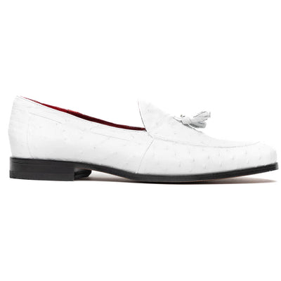 Marco Di Milano Aubiere White Ostrich Quill Tassel Loafers 1 AUBIERE_OSTRICH_WHITE_8  - from alligatorwarehouse.com