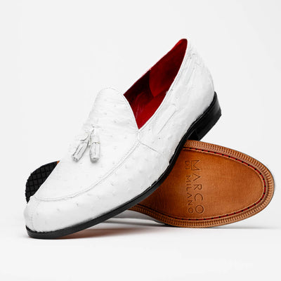 Marco Di Milano Aubiere White Ostrich Quill Tassel Loafers 2 AUBIERE_OSTRICH_WHITE_8  - from alligatorwarehouse.com