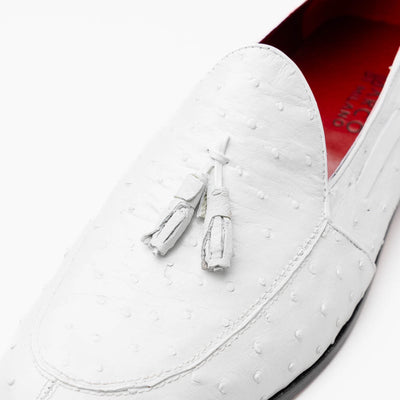 Marco Di Milano Aubiere White Ostrich Quill Tassel Loafers 3 AUBIERE_OSTRICH_WHITE_8  - from alligatorwarehouse.com