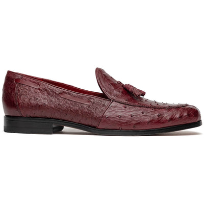 Marco Di Milano Aubiere Wine Ostrich Quill Tassel Loafers 1 AUBIERE_OSTRICH_WINE_8  - from alligatorwarehouse.com