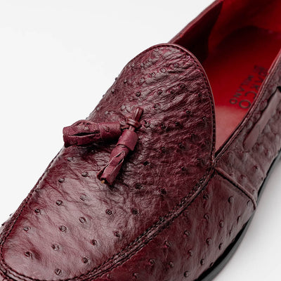 Marco Di Milano Aubiere Wine Ostrich Quill Tassel Loafers 3 AUBIERE_OSTRICH_WINE_8  - from alligatorwarehouse.com