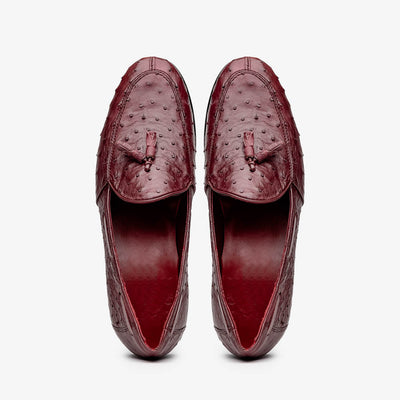 Marco Di Milano Aubiere Wine Ostrich Quill Tassel Loafers 4 AUBIERE_OSTRICH_WINE_8  - from alligatorwarehouse.com