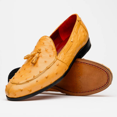 Marco Di Milano Aubiere Buttercup Ostrich Quill Tassel Loafers 2 AUBIERE_OSTRICH_BUTTER CUP_8  - from alligatorwarehouse.com