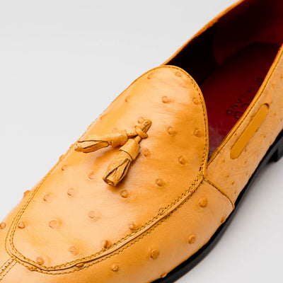 Marco Di Milano Aubiere Buttercup Ostrich Quill Tassel Loafers 3 AUBIERE_OSTRICH_BUTTER CUP_8  - from alligatorwarehouse.com
