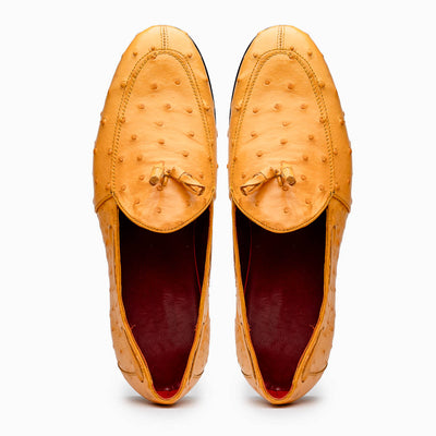 Marco Di Milano Aubiere Buttercup Ostrich Quill Tassel Loafers 4 AUBIERE_OSTRICH_BUTTER CUP_8  - from alligatorwarehouse.com