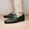 Marco Di Milano Aubiere Green Ostrich Quill Tassel Loafers 4 AUBIERE_OSTRICH_GREEN_8  - from alligatorwarehouse.com